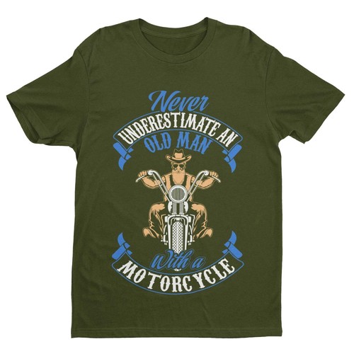 Never Underestimate An Old Guy On a Motorcycle Biker T Shirt Dad Funny Gift Idea - Picture 2 of 10