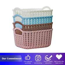 4 Pcs Weave Basket Storage Organizer Bins Portable Stackable Weave Storage Boxes