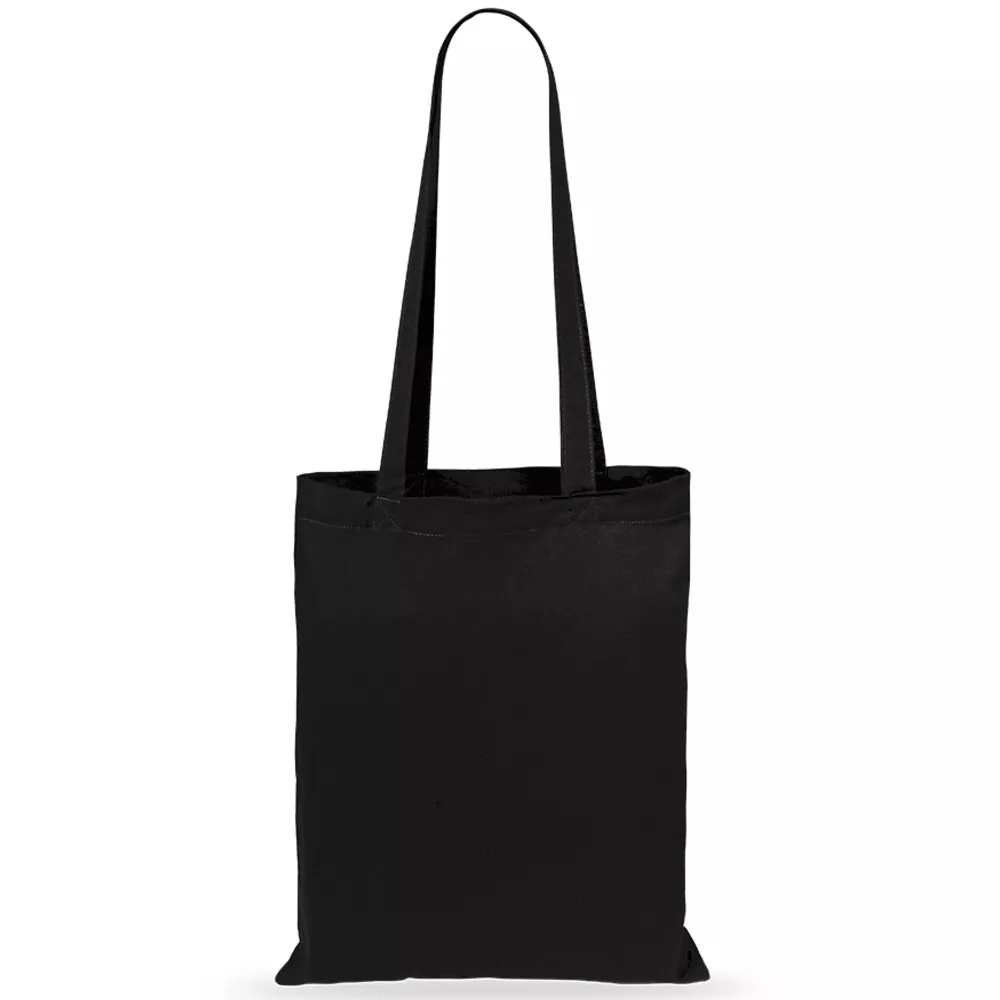 1 x Plain 100% Cotton Black Cotton Shopping Shoulder Tote Bag with Long  Handles