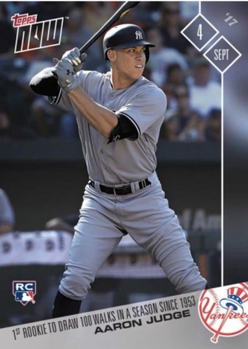 2017 TOPPS NOW #559 AARON JUDGE 1ST ROOKIE TO DRAW 100 WALKS SINCE 1953 - Picture 1 of 2