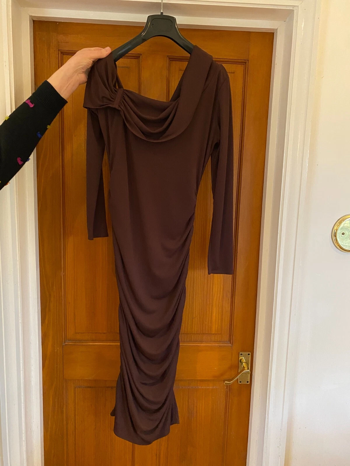 Amanda Wakeley Elements Burgundy Bodycon Ruched Dress Size 12