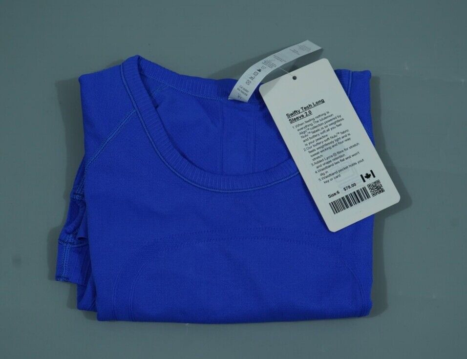 Lululemon Yoga Swiftly Tech Women Sports Long Sleeve 2.0 Blue T-shirt 2/4/6/8/10