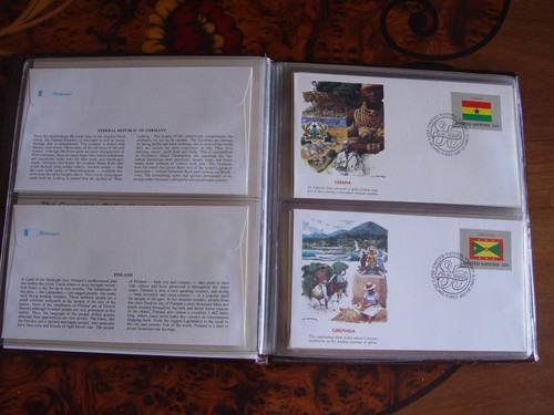 1985 Flags of the United Nations First Day Covers in Albums Mint COMPLETE 16 pcs - Picture 5 of 12
