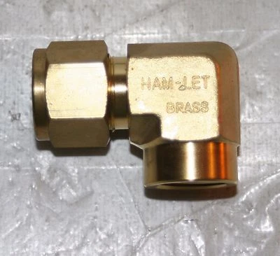 1/2" Tube x 3/8" FNPT Brass Female Elbow Fitting Ham-Let 770LB1/2X3/8 - Image 1 of 4