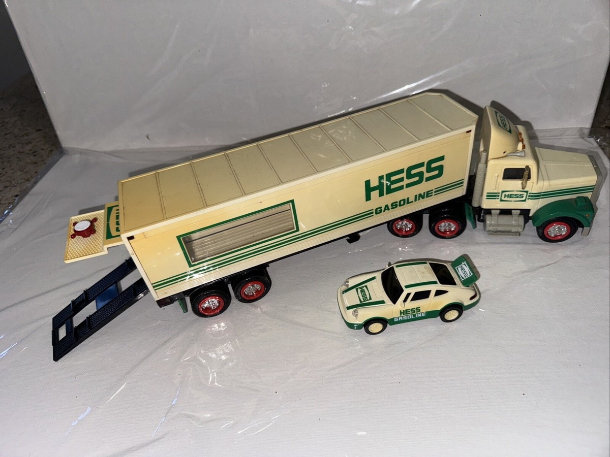 Vintage 1992 Hess Toy Truck 18 Wheeler and Racer Porsche Oil Gas