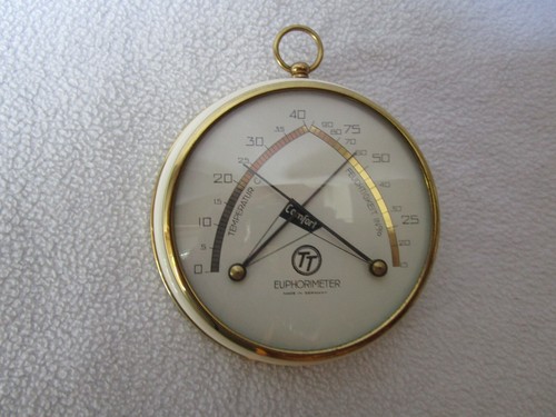 COMFORT EUPHORIMETER Thermometer Hygrometer Germany 50er Jahre rund ca. 10cm - Picture 2 of 9