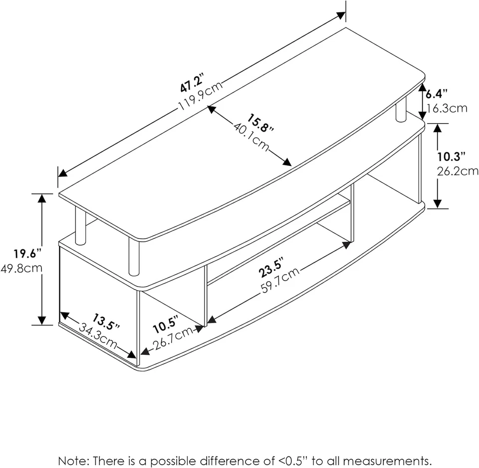Unidad/TV de pie para centro de entretenimiento grande Jaya de hasta 55 pulgadas, pino ámbar/negro Foto 2 de 4
