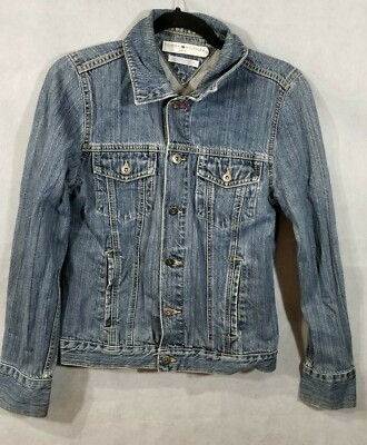Tommy Hilfiger Denim Button Down Jacket Size Medium Slightly Distressed  BOHO