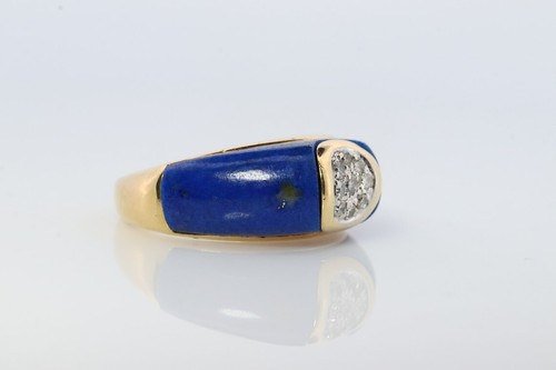 Anillo de diamantes y lapislázuli de 18 k. Banda de diamantes margarita y lapislázuli central. - Imagen 7 de 10
