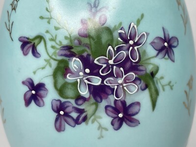 Vintage Japan Blue Porcelain Cracked Egg Planter Vase Floral