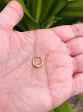 14k Gold Diamond In Bazel Hinged Nose Ring Septum Clicker Daith Helix Conch Hoop