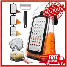 Cheese Grater with Garlic Crusher-Box Grater Vegetable Shredder