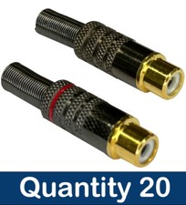 Image of AudioPro 20 x RCA Phono Female Audio Plugs AV Stereo Red Black Solder Connectors