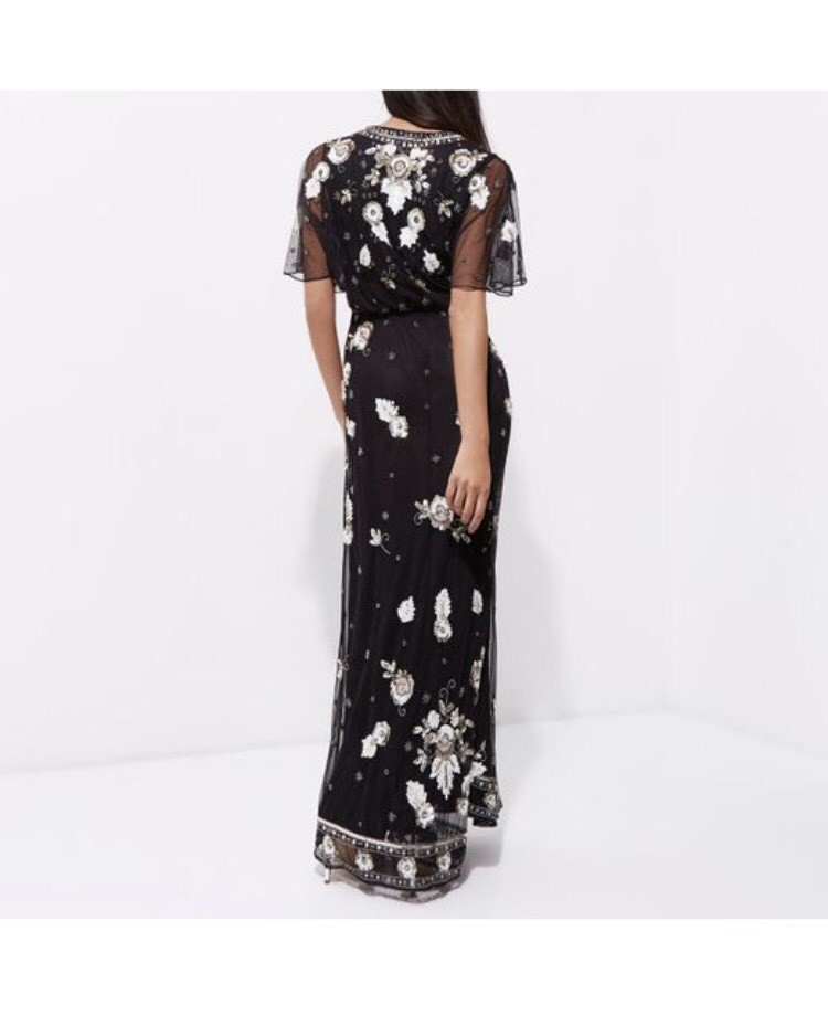 river island black and gold sequin dress Womens mesh embellished cape maxi (12) rainbow dress
