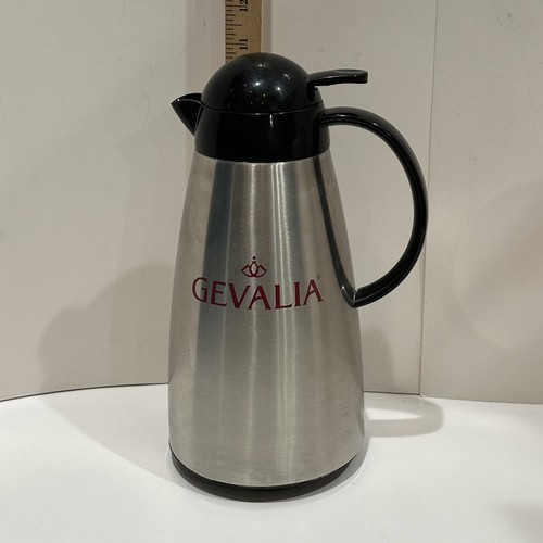 Gevalier Servizio Caraffa Caffè Acciaio Inox Manico Nero Coperchio circa Alto 11" - Foto 1 di 9