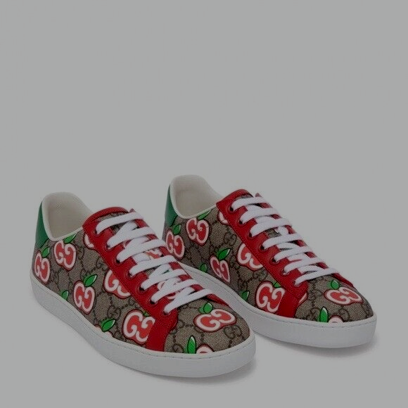 NIB Gucci man GG Apple Ace Shoes Size 10 = EU 44 Gucci 611376 Ace White GG Apple Calf-Skin Leather Sneakers  main image 4