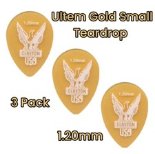 Clayton Ultem Gold Small Teardrop Guitar Picks - 1.20mm 3 Pack