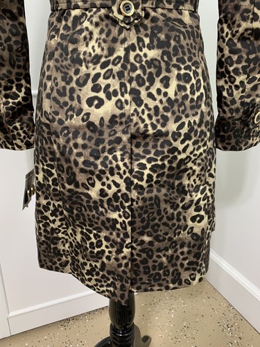 VIA SPIGA Women's Trench Coat Rain Jacket Leopard Animal Print Belted Size XS - Picture 8 of 11