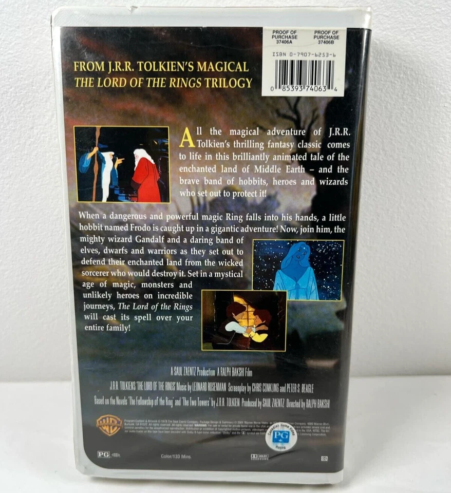 The Lord Of The Rings Animated Movie VHS Clamshell Vtg - Image 2 of 3