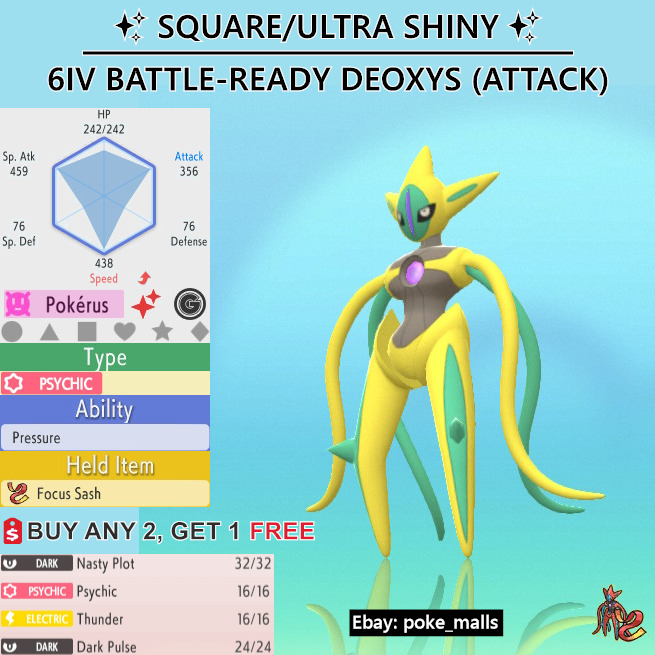 Deoxys Shiny ✨ 6 IV Unreleased Pokémon Diamond Pearl Attack Defense Speed  Form