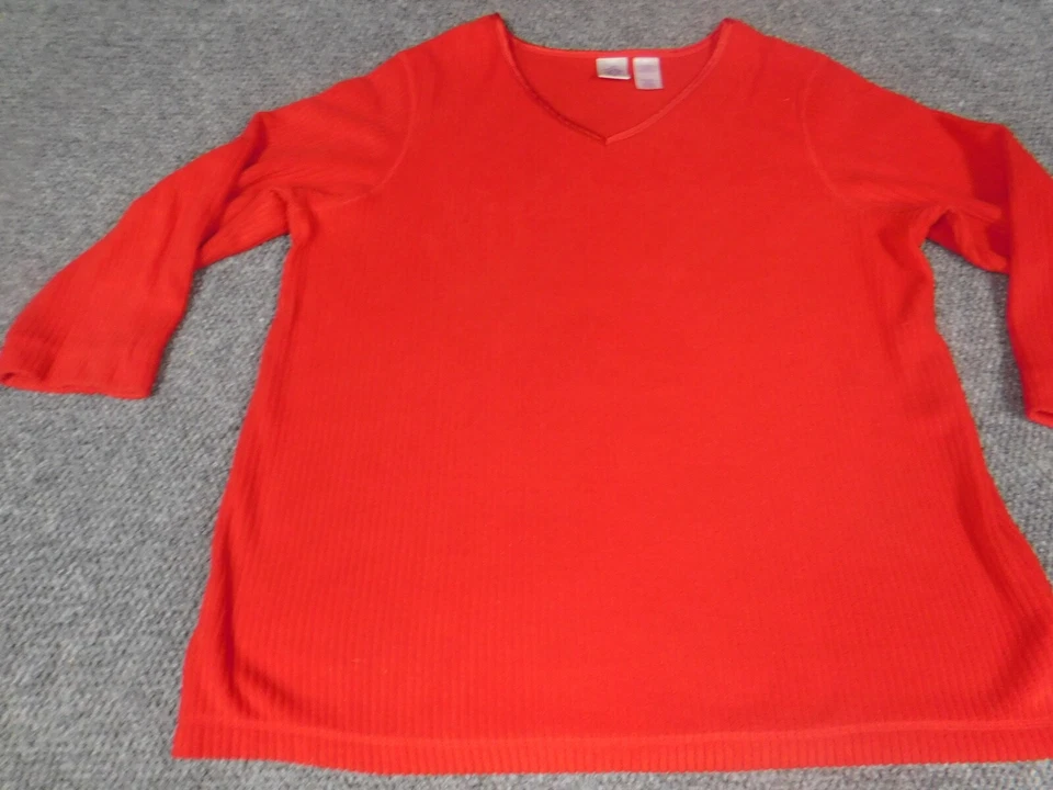 Suéter Just My Size para mujer 20W Plus rojo suéter cuello en V Foto 4 de 4