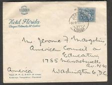 Portugal 1954 cover Hotel Florida Lisbon to Council on Education Washington DC