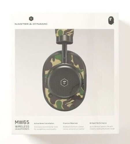 A BATHING APE Bape x MASTER & DYNAMIC Wireless Headphones MW65 ABC CAMO Rare JPN - Afbeelding 1 van 10