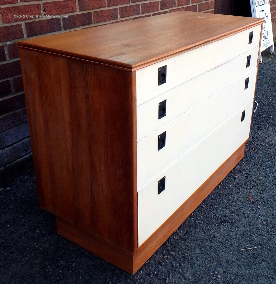 1960s vintage Heals Robert Heritage yew white lacquer campaign chest of drawers - Image 3 of 4