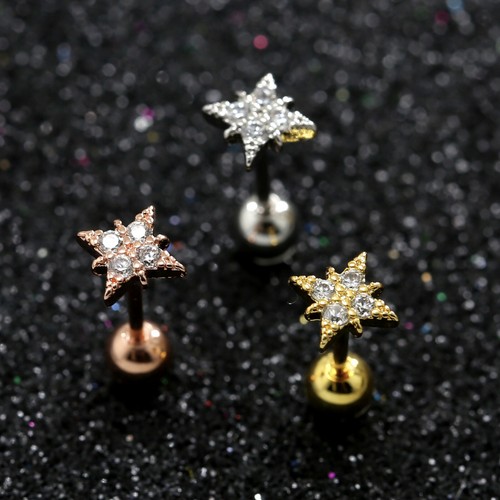 Gem Crystal Ear Cartilage Helix Ring Bar Stud Ear Cuff Climber Piercing Earring - Picture 94 of 268
