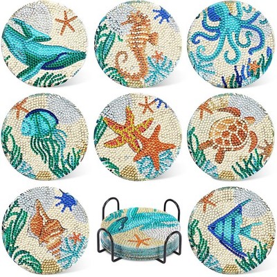 UPINS Ocean Diamond Art 3 inches x 3 x 2 inches, Blue Brown 