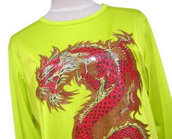 Used Jean Paul Gaultier Imported Dragon Print Cut And Sew Top Mens Yellow image 5
