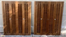 2 Sets 35" Tall x 28" Wide Wood Interior Louver Plantation Window Shutters VTG