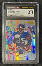 David Tyree 2008 Score Scorescard #208 /100 auto 10 CGC JSA New York Giants