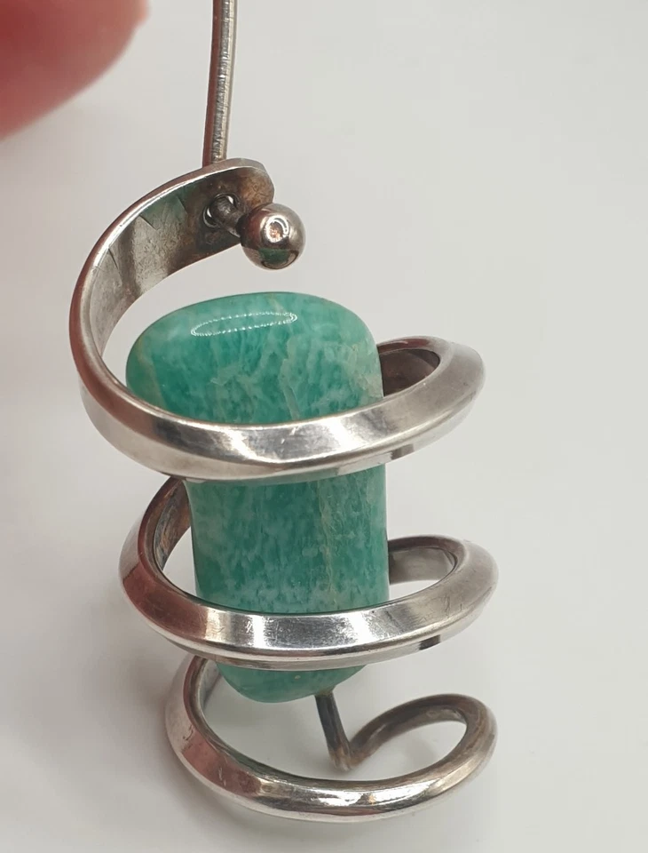 traumhafter Anhänger Silber grüner Stein für Halsreif Norway Anna Greta Eker - Bild 2 von 4