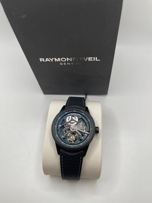 Raymond Weil Men's Swiss Automatic Freelancer Black Perforated Rubber Strap Watc