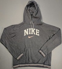 Nike Sportswear Varsity Fleece Hoodie Womens S Gray Pink Logo BV3973-071