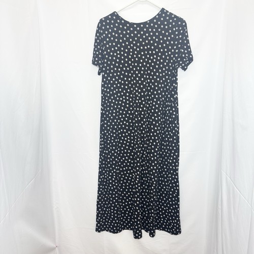 Gudrun Sjoden Polka Dot Dress Medium Midi Black White Lyocell A-Line Lagenlook - Picture 2 of 8