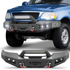 Fits 1997-2003 Ford F150 Front Bumper W Winch Plate Sensor Holes Lights Drings Fits 1997-2003 Ford F150 Front Bumper W Winch Plate Sensor Holes Lights Drings