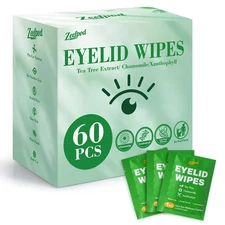 60PCS Tea Tree Oil Eyelid Wipes – Individually Wrapped Eye Lid Cleaning Wipes...