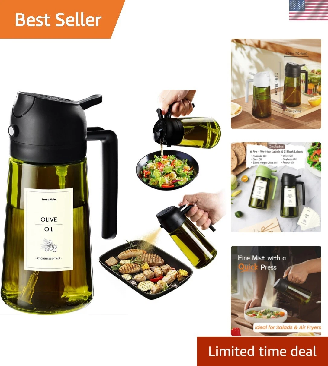 16oz/470ml Olive Oil Dispenser Bottle for Kitchen Gadgets and Air Fryer Acces...
Opens in a new wind