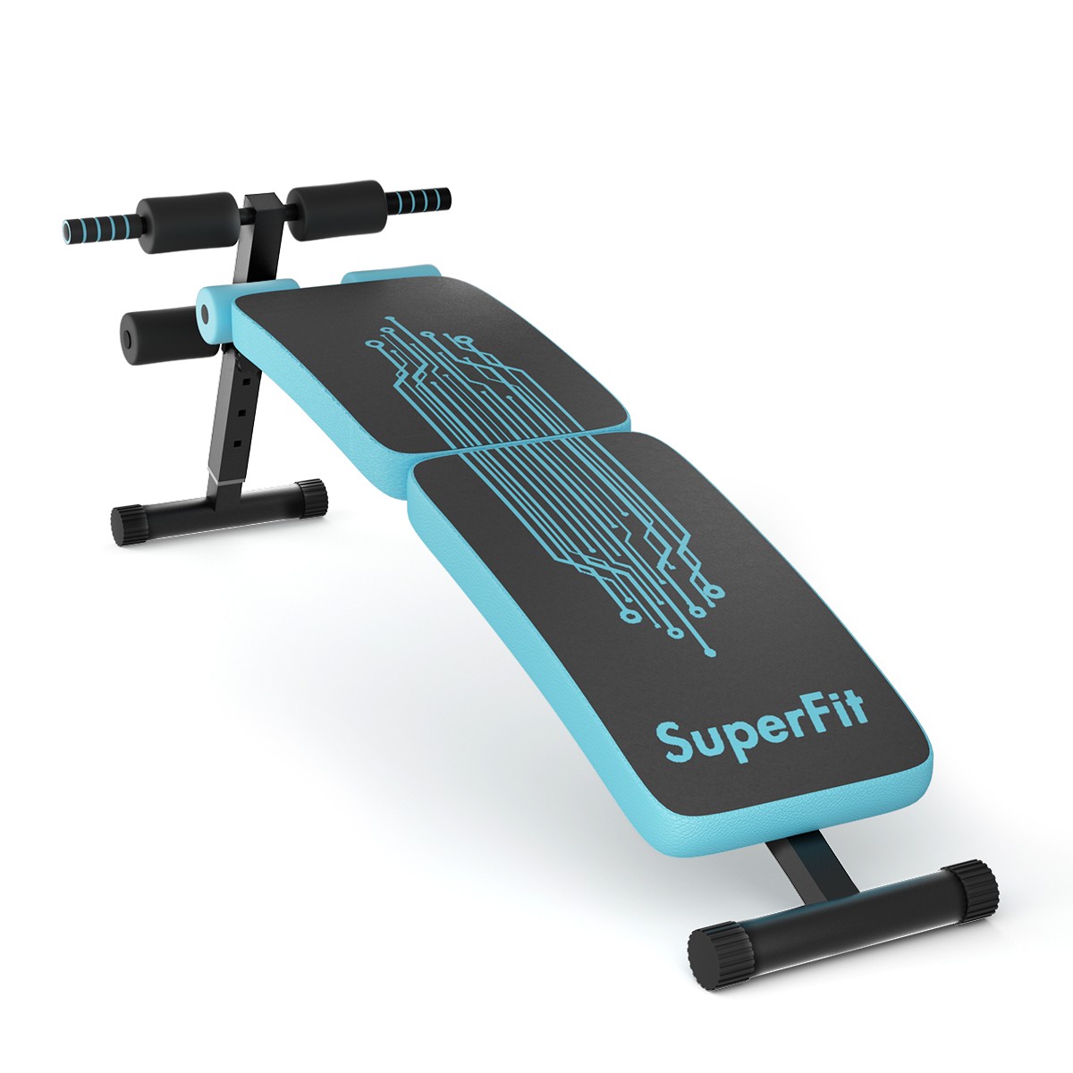 SuperFit Folding Weight Bench Adjustable Sit-up Board Curved Decline Bench Blue