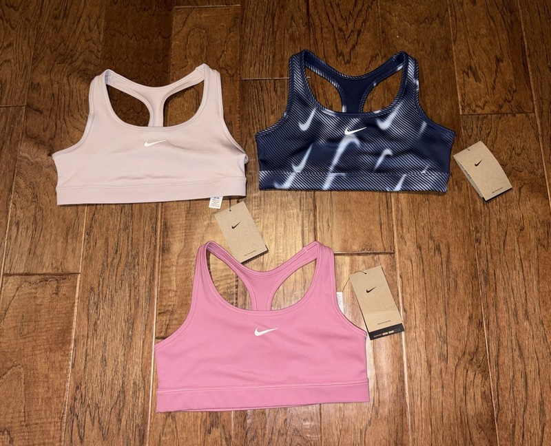 NWT Lot of 3 Nike Girls Pro Dri-Fit Swoosh Sport Bras Magic Flamingo Size L