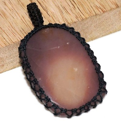 Macrame Thread Porcelain Jasper Pendant 2.5'' Unique Jewelry Most Beautiful JW