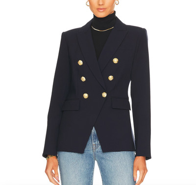 Veronica Beard Miller Navy Gold Double Breasted Blazer Jacket With Tags - Sz 8