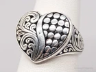 Vintage Ornate Heart Sterling Silver Ring - Size 6.5