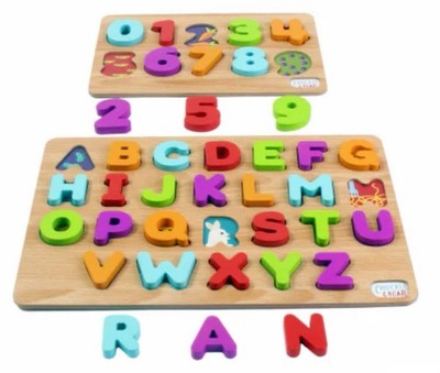 Educational Toy ABCs & 123s Wooden Puzzles Chuckle & Roar Learning Development