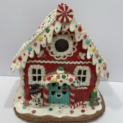Gingerbread Christmas Snowman Light Up House With Led Lights