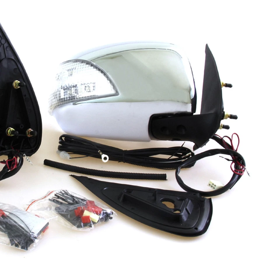 ESPEJOS RETROVISORES CROMADOS ENERGÍA ELÉCTRICA PLEGABLES LED LH RH SE ADAPTA A TOYOTA HILUX VIGO Foto 3 de 4