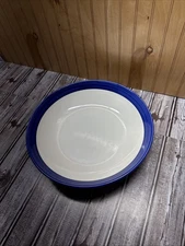 Over and Back White W/ Blue Border Rim 13” Pasta Serving Bowl  Vintage