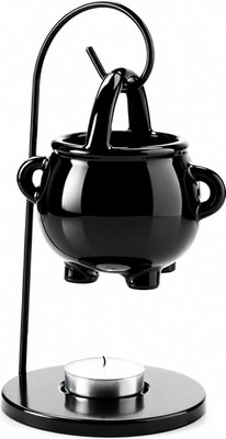 Hanging Pagan Cauldron Oil Burner, Black Wax Warmer Aroma Diffuser, with Handle,